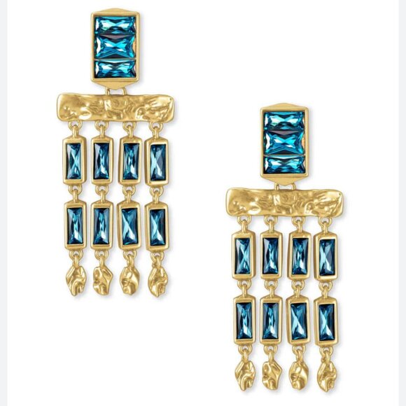 Kendra Scott Jack Vintage Gold Earrings in Teal - Picture 2 of 4